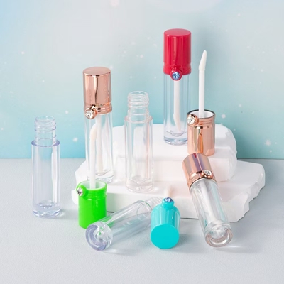 4ml Plastic Lip Glaze Tube With Drill Cap , Customizable Color And Printed Logo