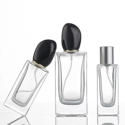 Square Glass Perfume Bottle with 50ml 100ml Capacity and Distinctive Irregular-shaped Cap