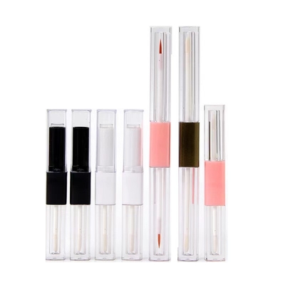 1.2ml & 2.5ml Plastic Square Slim Lip Gloss Tube Dual Heads With Customized Colors