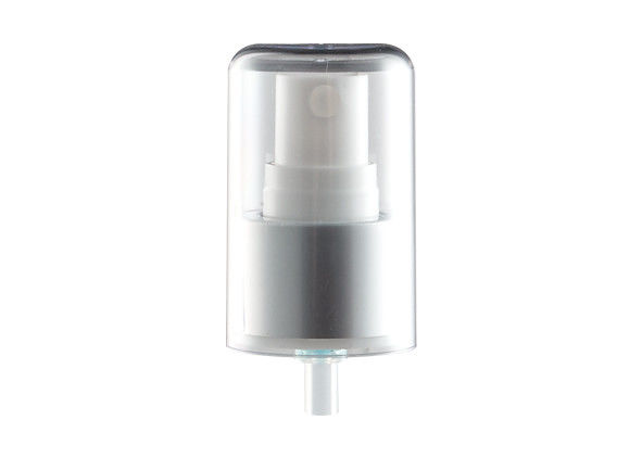 Silver Cosmetic Makeup Pump Dispenser Aluminum Type With AS Material Full Cap