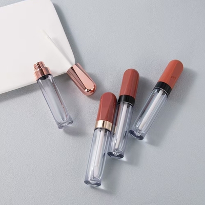 Plastic round 4.5ml lip glaze tube electroplating ring color can be customized