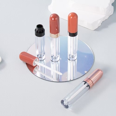 Plastic round 4.5ml lip glaze tube electroplating ring color can be customized