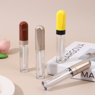 Plastic round 4.5ml lip glaze tube electroplating ring color can be customized