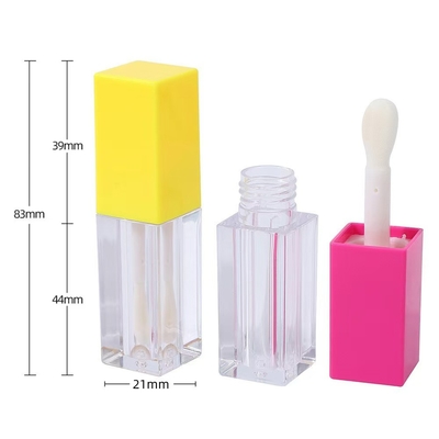 Square Plastic Lip Glaze Tube with Brush Cosmetic Type Lipgloss Custom Color 4.9ml