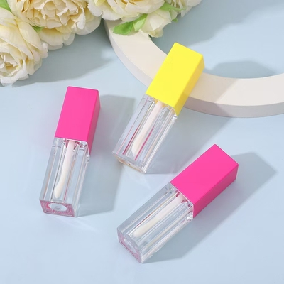 Square Plastic Lip Glaze Tube with Brush Cosmetic Type Lipgloss Custom Color 4.9ml