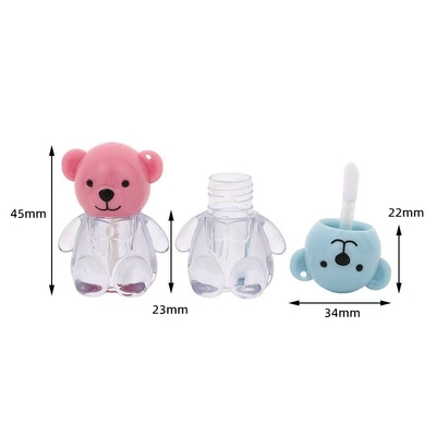 2ml Cute Bear Head Cap Plastic Lip Glaze Tube in Various Colors with Screw Cap Closure and Customized Printing