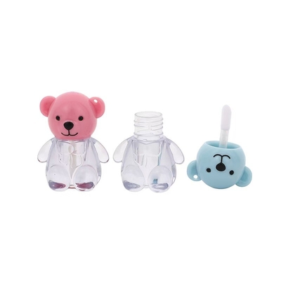 2ml Cute Bear Head Cap Plastic Lip Glaze Tube in Various Colors with Screw Cap Closure and Customized Printing