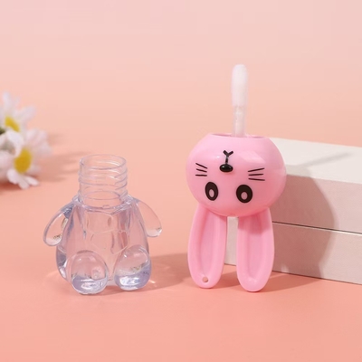 Portable Bunny Lip Glaze Tube with Brush Customizable Color and Easy To Carry