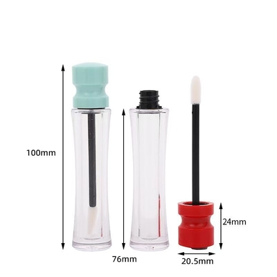 Plastic lip glaze tube with waist-length lid and various colors
