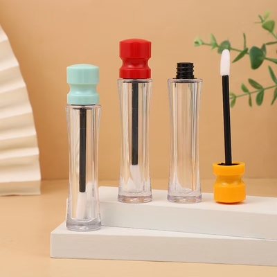 Plastic lip glaze tube with waist-length lid and various colors