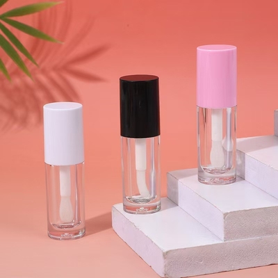 White, Black, Pink Plastic Lip Glaze Tube With Brush, Customizable Logo