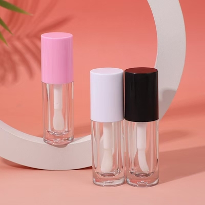 White, Black, Pink Plastic Lip Glaze Tube With Brush, Customizable Logo