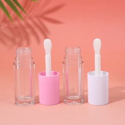 White, Black, Pink Plastic Lip Glaze Tube With Brush, Customizable Logo