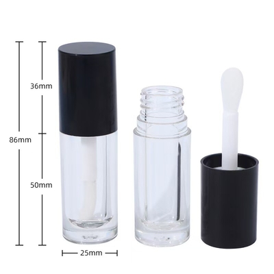 White, Black, Pink Plastic Lip Glaze Tube With Brush, Customizable Logo