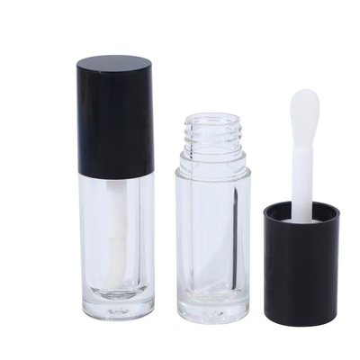 White, Black, Pink Plastic Lip Glaze Tube With Brush, Customizable Logo