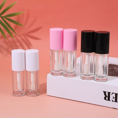 White, Black, Pink Plastic Lip Glaze Tube With Brush, Customizable Logo