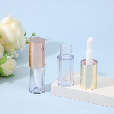 Round Plastic Lip Glaze Tube With Brush Various Colors Can Be Customized Logo Can Be Customized