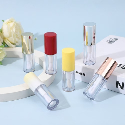 Round Plastic Lip Glaze Tube With Brush Various Colors Can Be Customized Logo Can Be Customized