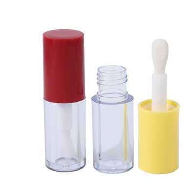 Round Plastic Lip Glaze Tube With Brush Various Colors Can Be Customized Logo Can Be Customized