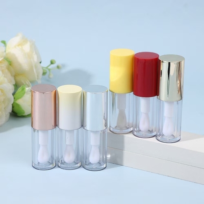 Round Plastic Lip Glaze Tube With Brush Various Colors Can Be Customized Logo Can Be Customized