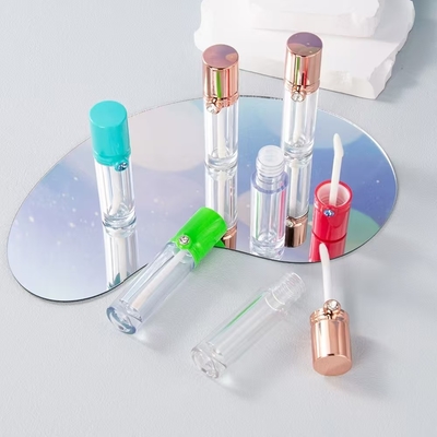 4ml Plastic Lip Glaze Tube With Drill Cap , Customizable Color And Printed Logo