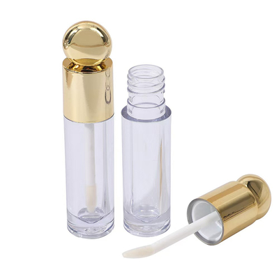 Round Design Head Cap Plastic Lip Glaze Tube With Brush 4.5ml Gold