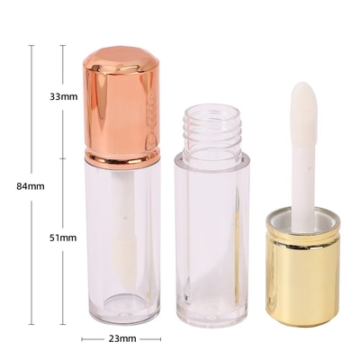 Cylindrical Short Plastic Lip Glaze With Brush , Customizable Color And Customizable Material