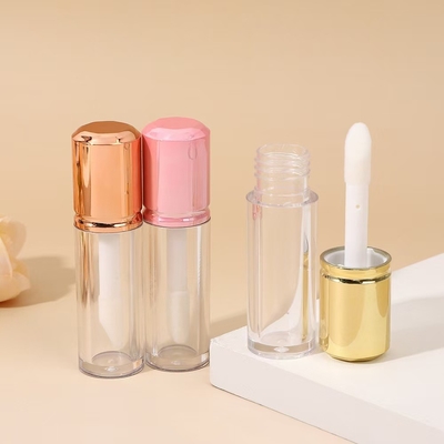 Cylindrical Short Plastic Lip Glaze With Brush , Customizable Color And Customizable Material