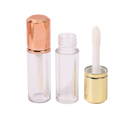 Cylindrical Short Plastic Lip Glaze With Brush , Customizable Color And Customizable Material