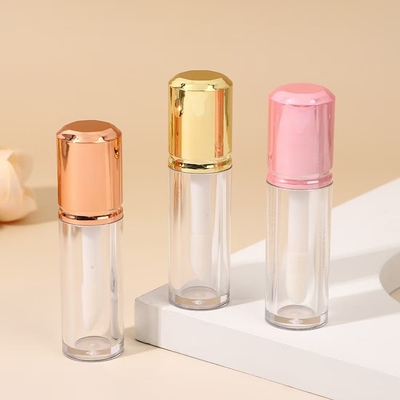 Cylindrical Short Plastic Lip Glaze With Brush , Customizable Color And Customizable Material