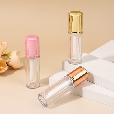 Cylindrical Short Plastic Lip Glaze With Brush , Customizable Color And Customizable Material