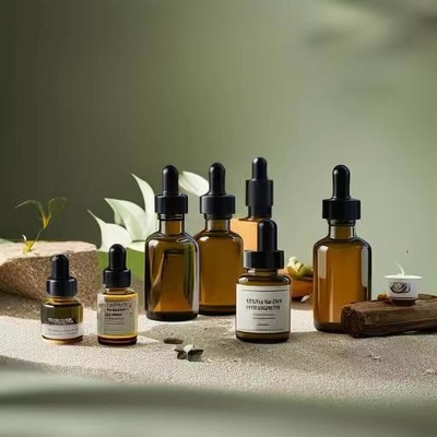 Travel Friendly Amber Essential Oil Bottle With Plastic Dropper Head And Glass Pipette 5ml 10ml 30ml 50ml 100ml