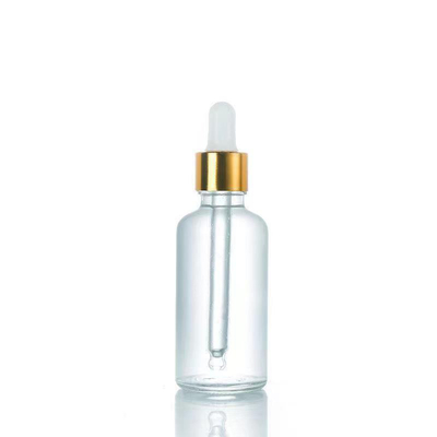 Customized Empty Oil Glass Round Shoulder Bottle With Aluminum Dropper 10ML 30ML 50ML