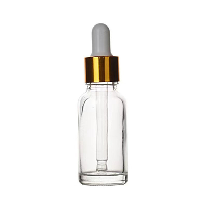 Customized Empty Oil Glass Round Shoulder Bottle With Aluminum Dropper 10ML 30ML 50ML