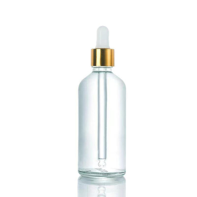 Customized Empty Oil Glass Round Shoulder Bottle With Aluminum Dropper 10ML 30ML 50ML