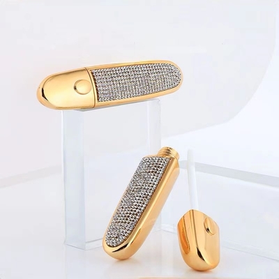 Oval Cosmetic Packaging Solution 10g Lipstick Tube with Screw Cap Top and Rhinestone Detail
