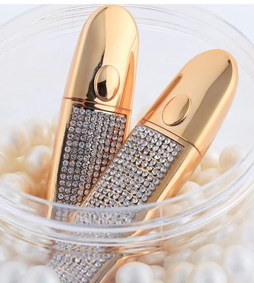 Oval Cosmetic Packaging Solution 10g Lipstick Tube with Screw Cap Top and Rhinestone Detail