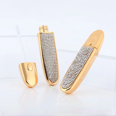 Oval Cosmetic Packaging Solution 10g Lipstick Tube with Screw Cap Top and Rhinestone Detail