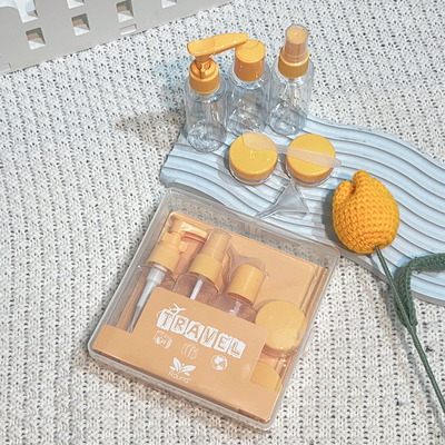 Voguish Design 7 Pieces Plastic Travel 50ml Bottle Set Used For Personal Care Package
