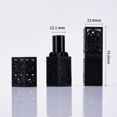 Square Shape Red Black Empty Lipstick Tube Carving Hollow