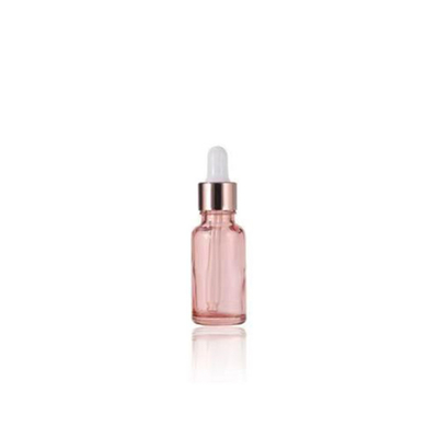 Wholesale Pink Glass Essential Bottle With Golden Aluminum Dropper Cap