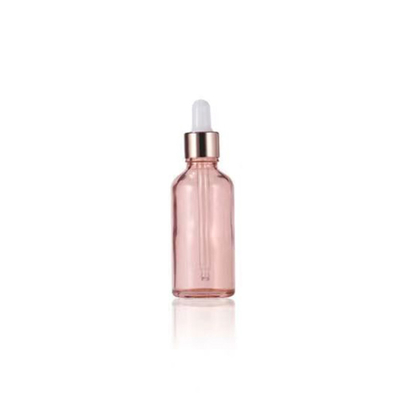 Wholesale Pink Glass Essential Bottle With Golden Aluminum Dropper Cap