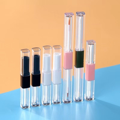 1.2ml & 2.5ml Plastic Square Slim Lip Gloss Tube Dual Heads With Customized Colors