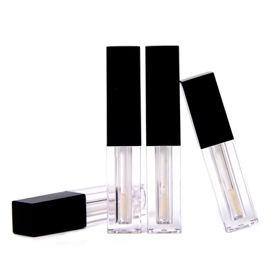 Personalized Square Empty Lip Gloss Tube In Black And Transparent With 1.2ml Capacity