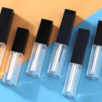 Personalized Square Empty Lip Gloss Tube In Black And Transparent With 1.2ml Capacity
