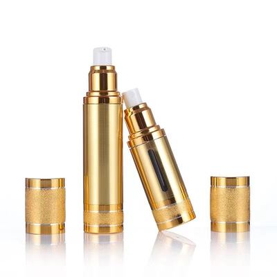 Luxury Anodized Aluminum Airless Pump Bottle Bottle Empty Cosmetic Vacuum Premium Skincare Serum Container  Multiple Capacity
