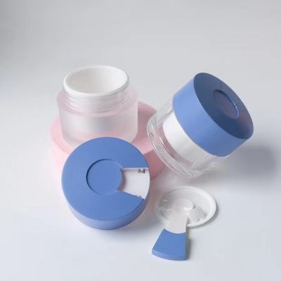 15/30/50g Clear Double-Wall Cosmetic Cream Jar with Built-in Hygienic Spoon for Moisturizer, Face Mask & Skincare