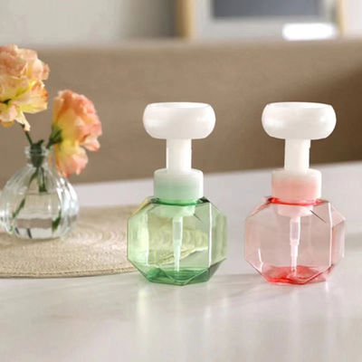 Empty Diamond PET Bottle with Flower Shape Foam Pump Head and 100-300ml Capacity for Cosmetic Use