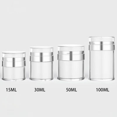 Empty Packaging Airless Jar with Silver Shoulder for 100% Product Evacuation in Face Cream and Eye Cream