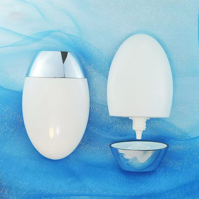 Customized 50g Oval Shape Sunscreen Cream Bottle with UV Silver Cap for 50ml PP Cosmetic Packaging